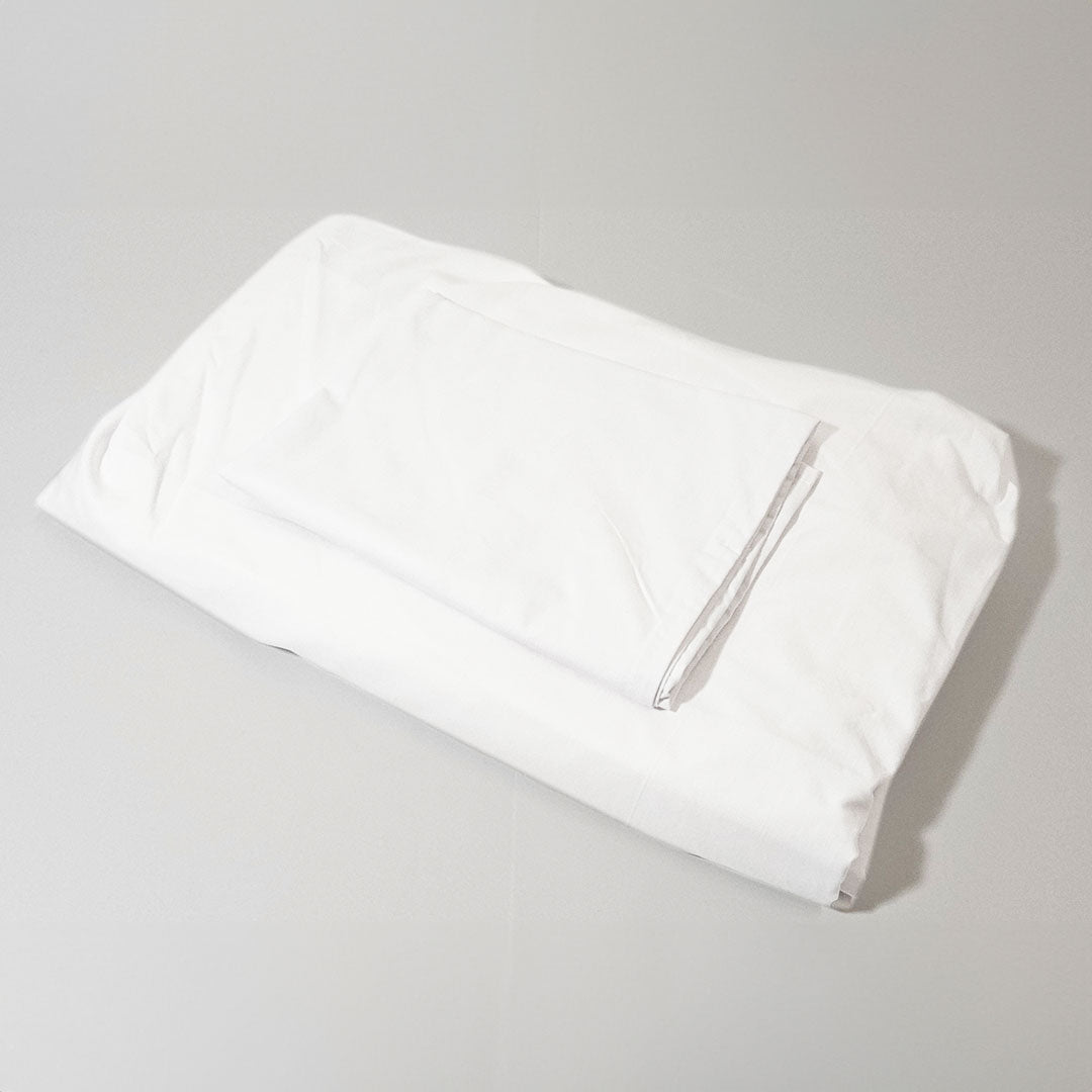 Poly Cotton Fitted White Bed Sheet Set